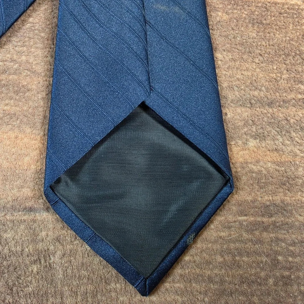 Oscar de la Renta Necktie Mens One Size Navy Blue Good Ribbed Silk Blend USA